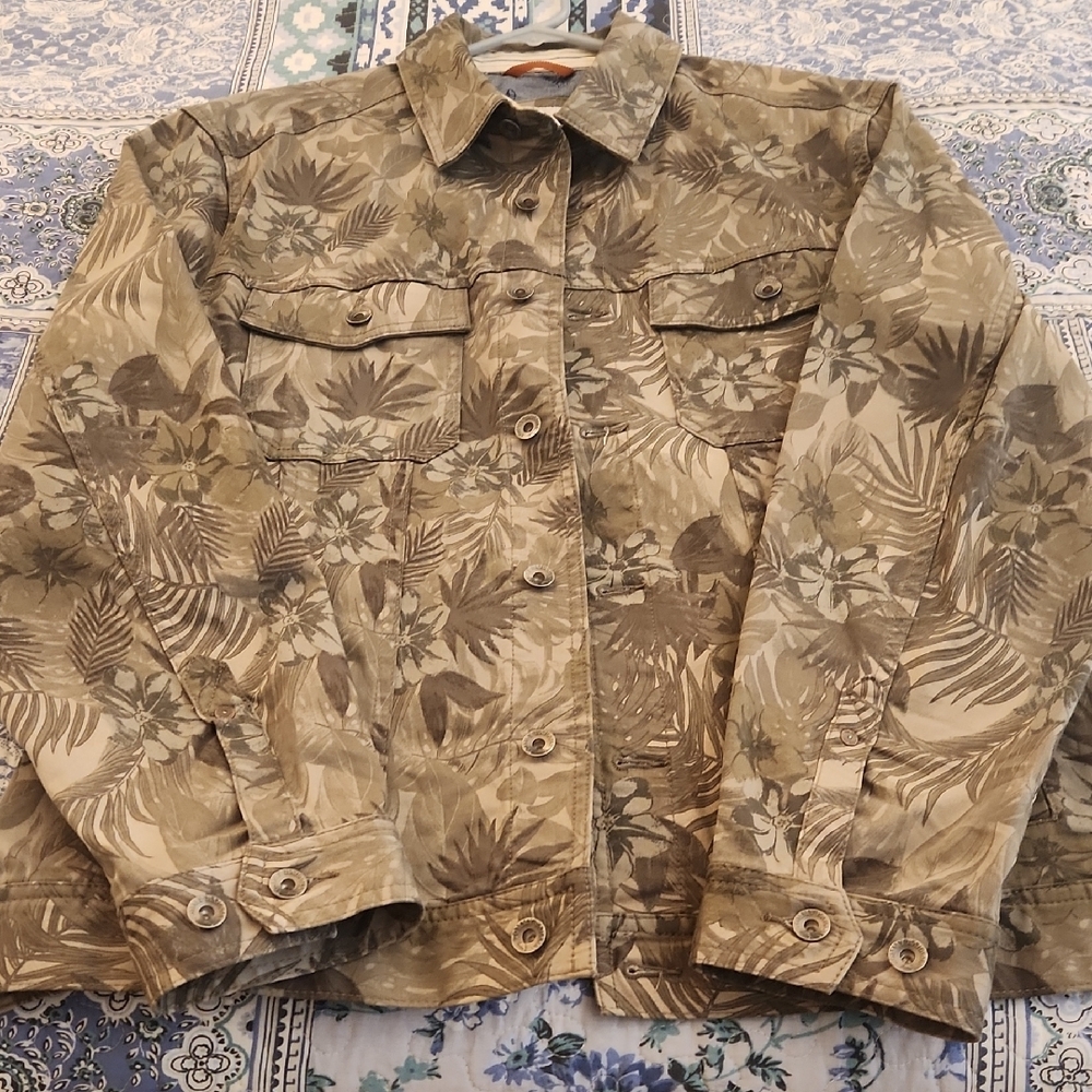 Tommy Bahama Tan Leaf Print Jacket